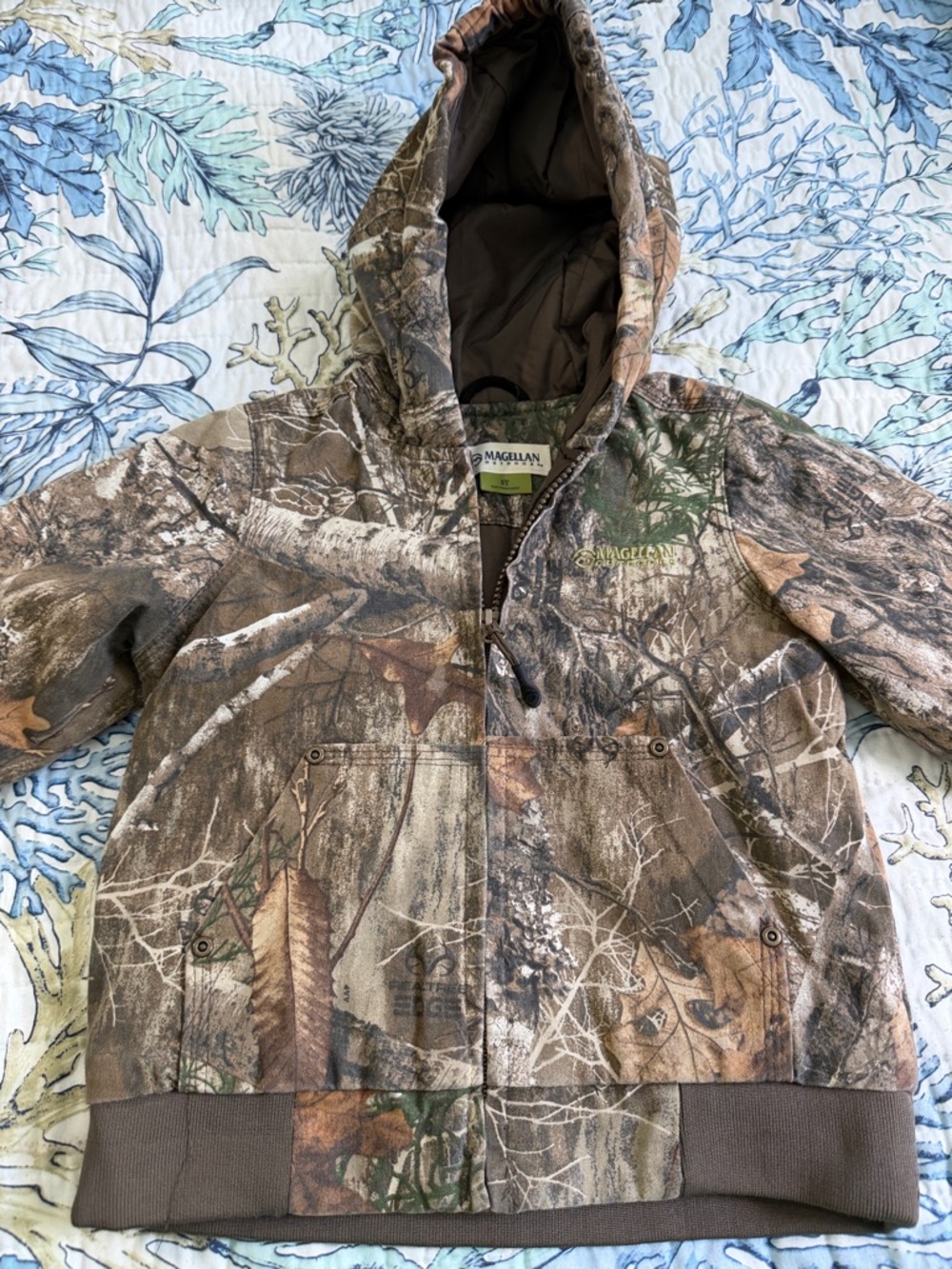 Magellan Outdoors Kids Camo Hooded Jacket - Brown & Green
